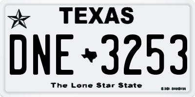 TX license plate DNE3253