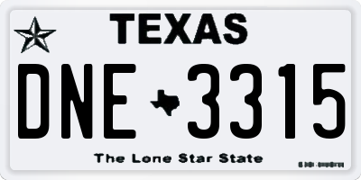 TX license plate DNE3315