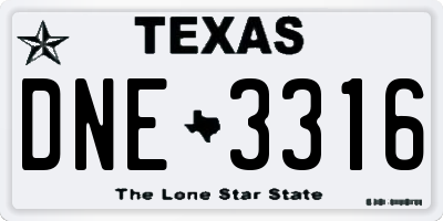 TX license plate DNE3316