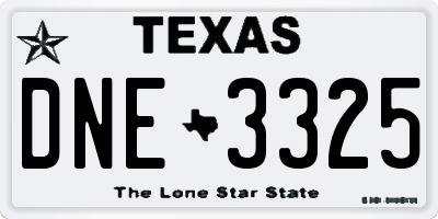 TX license plate DNE3325