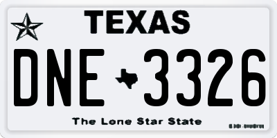 TX license plate DNE3326
