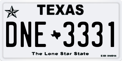 TX license plate DNE3331