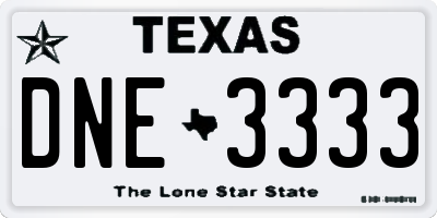 TX license plate DNE3333
