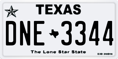TX license plate DNE3344