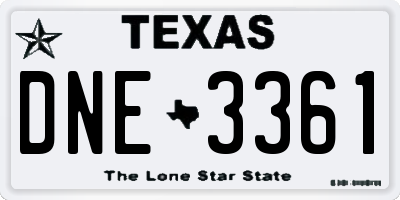 TX license plate DNE3361