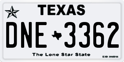 TX license plate DNE3362
