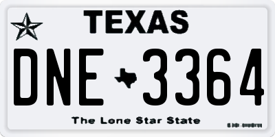 TX license plate DNE3364
