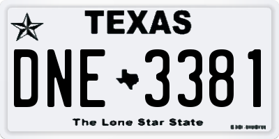 TX license plate DNE3381