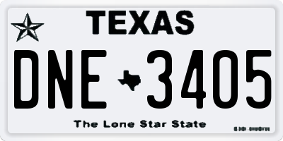 TX license plate DNE3405