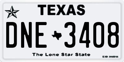 TX license plate DNE3408