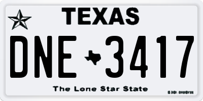 TX license plate DNE3417