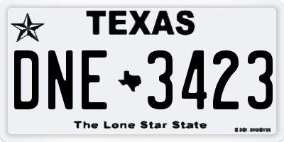 TX license plate DNE3423
