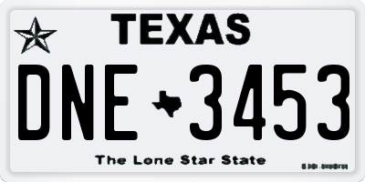 TX license plate DNE3453
