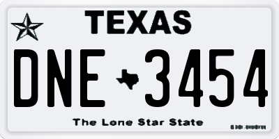 TX license plate DNE3454