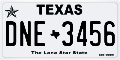 TX license plate DNE3456