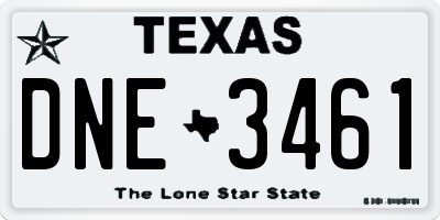 TX license plate DNE3461