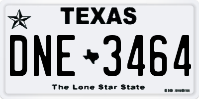 TX license plate DNE3464