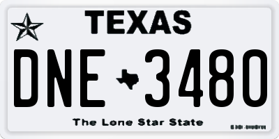 TX license plate DNE3480