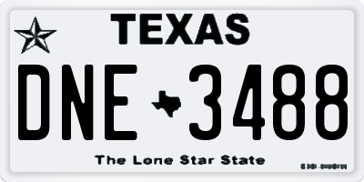TX license plate DNE3488