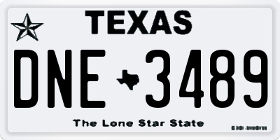 TX license plate DNE3489
