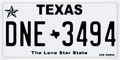 TX license plate DNE3494