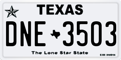 TX license plate DNE3503