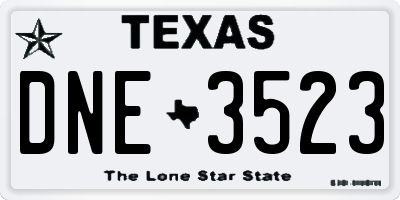 TX license plate DNE3523