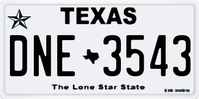 TX license plate DNE3543