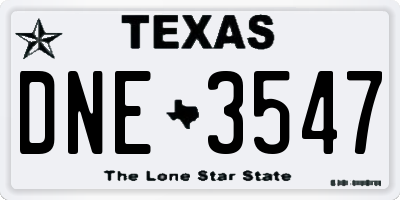 TX license plate DNE3547