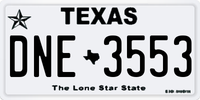 TX license plate DNE3553