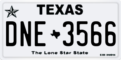 TX license plate DNE3566