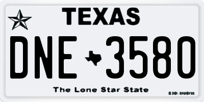 TX license plate DNE3580