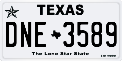 TX license plate DNE3589