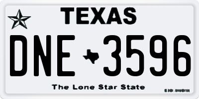 TX license plate DNE3596