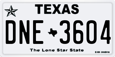 TX license plate DNE3604