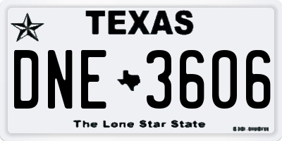 TX license plate DNE3606
