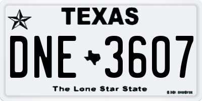 TX license plate DNE3607
