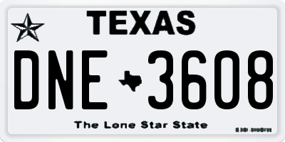 TX license plate DNE3608