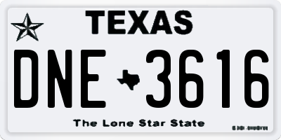 TX license plate DNE3616