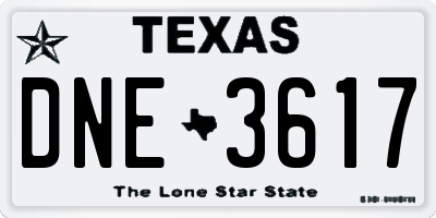 TX license plate DNE3617
