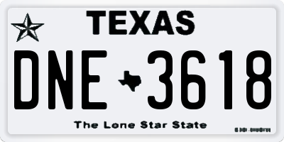 TX license plate DNE3618