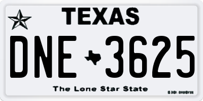 TX license plate DNE3625