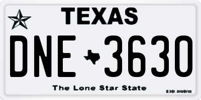 TX license plate DNE3630