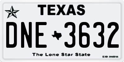 TX license plate DNE3632