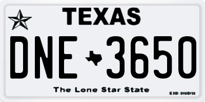TX license plate DNE3650