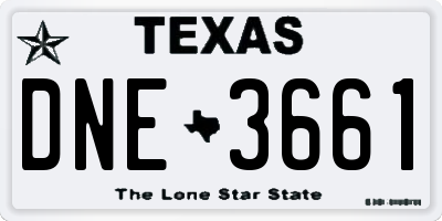 TX license plate DNE3661