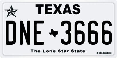 TX license plate DNE3666