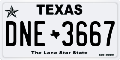 TX license plate DNE3667