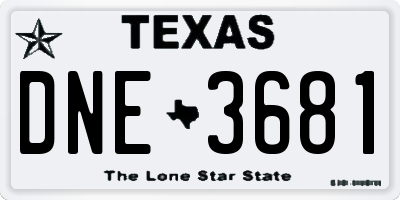 TX license plate DNE3681