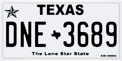 TX license plate DNE3689